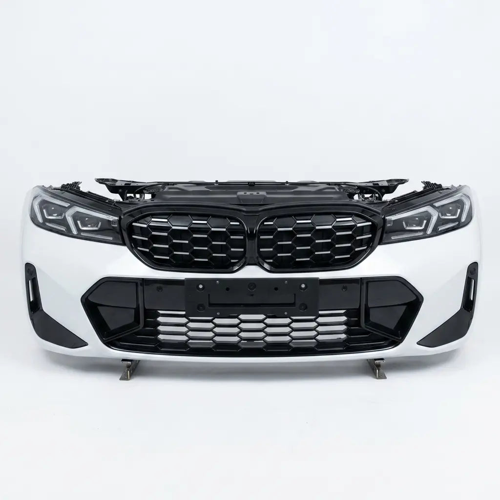 BMW grille and front bumper on a white background