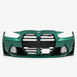 Green car bumper with BMW logo on a white background