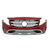 Red car bumper with silver grille on a white background