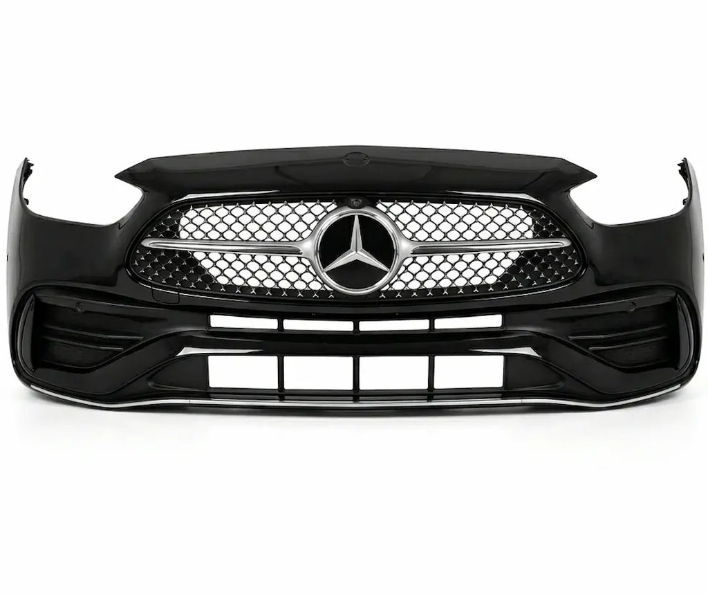 Black car grille with Mercedes-Benz logo on a white background
