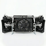 Computer cooling system with fans and heat sinks on a white background