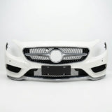 Car front bumper with grille on a white background
